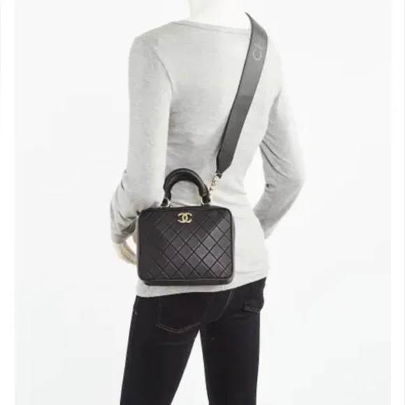 Chanel Black Top Handle Vanity Crossbody Bag with Chanel Strap - Picture 14 of 16
